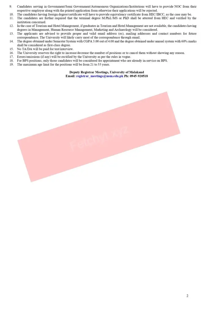 University of Malakand Jobs 2025 Career Opportunities Advertisement Page 2