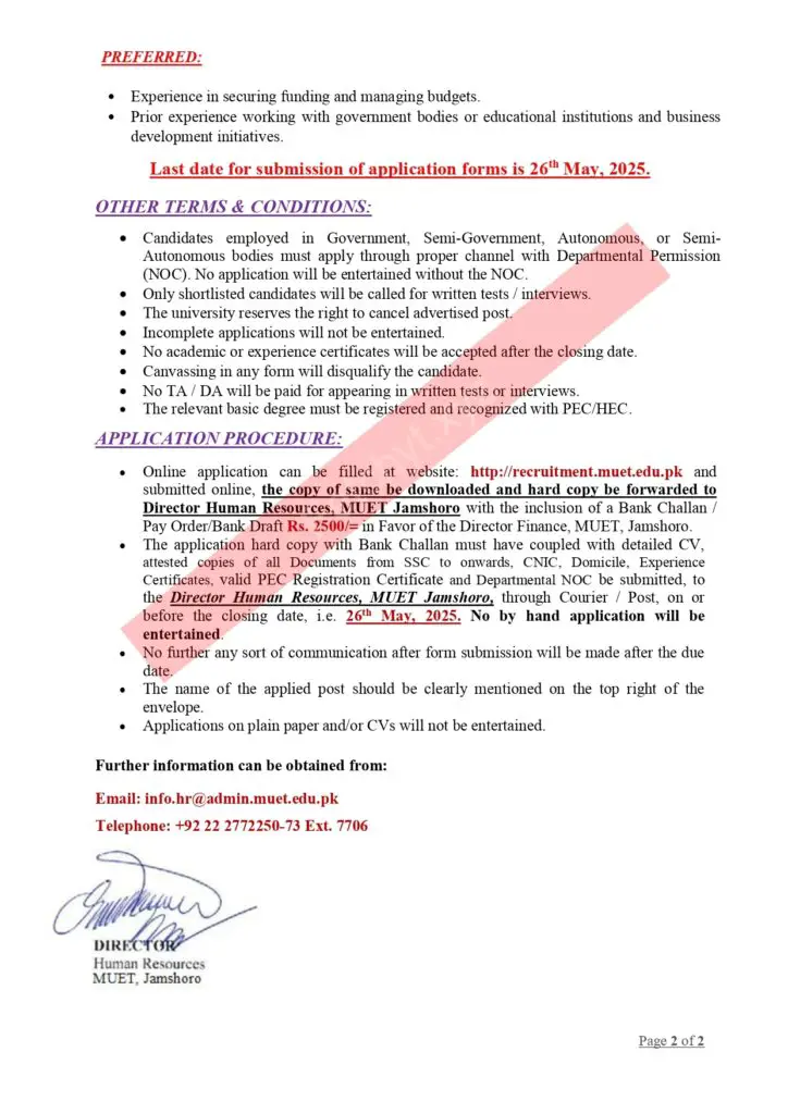 Career Opportunities at MUET Jamshoro Advertisment Page 02