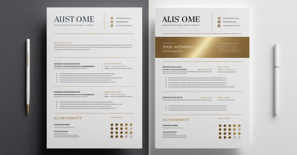 Before and after resumes showing the impact of adding awards and achievements