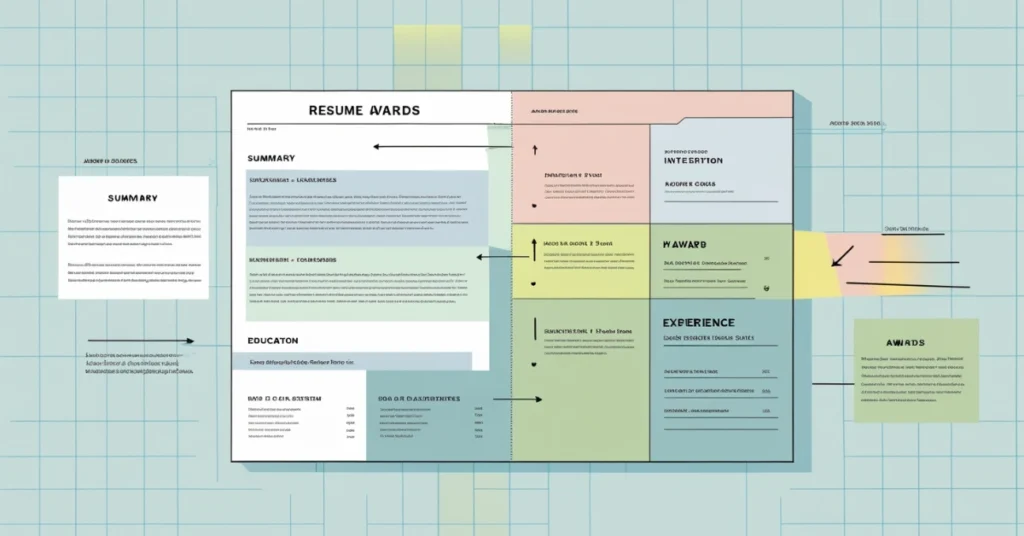 Infographic showing best places to list awards and recognitions on a resume